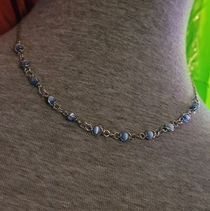 Silver-plated choker with blue beads